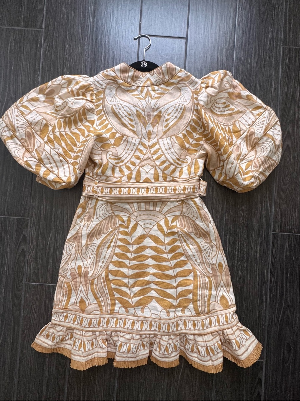 FARM Rio Lace Nature Short Sleeve Mini Dress with Woven Belt - Picture 8 of 8